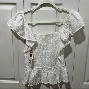NWT Nordstrom Rack Open Edit White Flared Top Size XS
